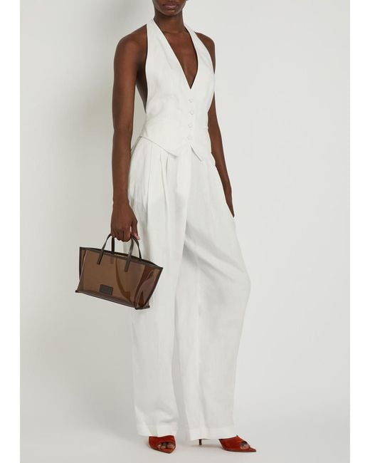 Ronny Kobo White Rex Tailored Woven Jumpsuit
