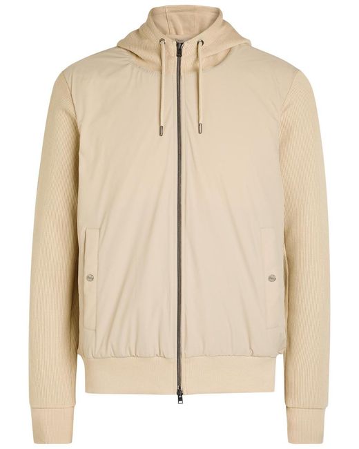 Herno Natural Hooded Padded Stretch Shell And Cotton-Knit Jacket for men