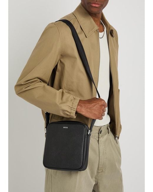Boss Black Northon Logo Saffiano Leather Cross-Body Bag for men