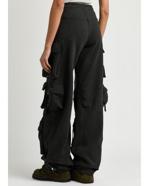 The Attico Black Fern Wide-Leg Cotton Cargo Trousers