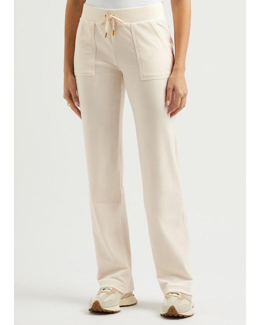 Juicy Couture Natural Del Ray Logo Velour Sweatpants