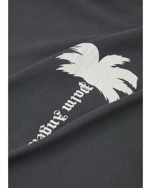 Palm Angels Gray The Palm Logo-print Cotton T-shirt for men