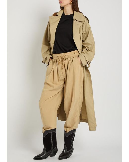 Isabel Marant Natural Falcona Drawstring Woven Trousers