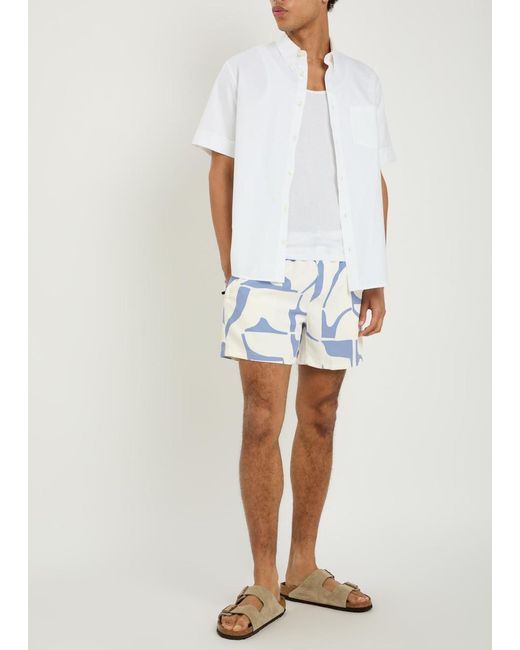 Raith Blue Massira Patterned Woven Swim Shorts for men