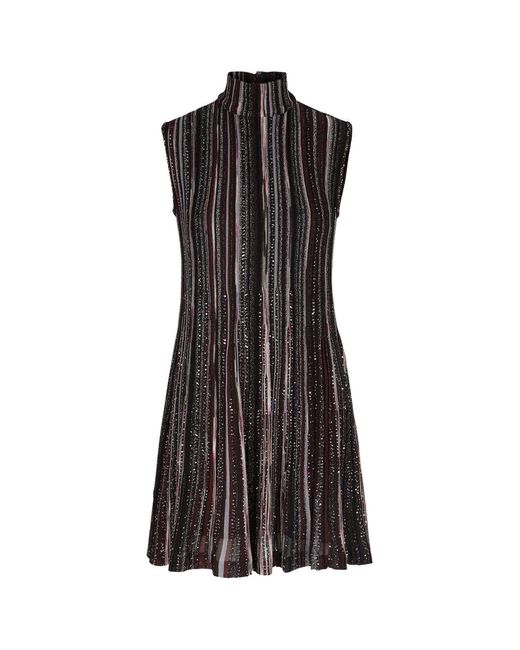 Missoni Black Striped Embellished Fine-knit Mini Dress
