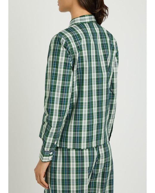 Suzie Kondi Green Vella Striped Cotton-Poplin Shirt