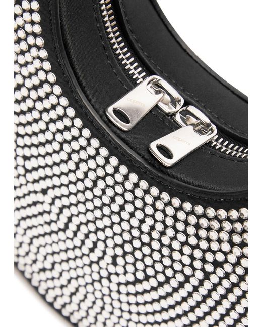 Coperni Gray Swipe Mini Crystal-embellished Satin Top Handle Bag