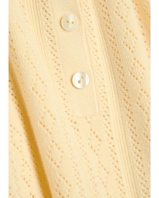Lisa Yang Yellow Christine Pointelle Cotton And Cashmere-Blend Top