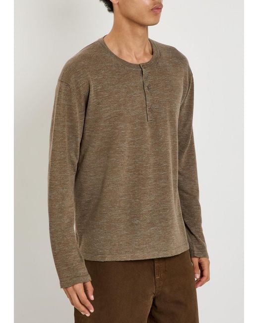The Elder Statesman Brown Lenny Round-Neck Wool-Blend Henley Top for men