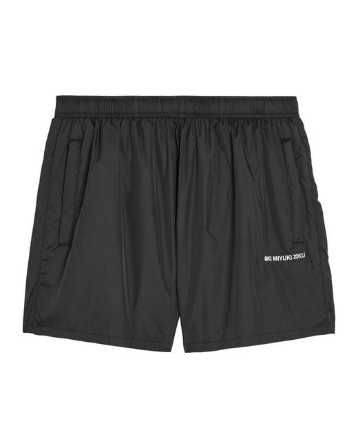 MKI Miyuki-Zoku Black Logo-Embroidered Swim Shorts for men