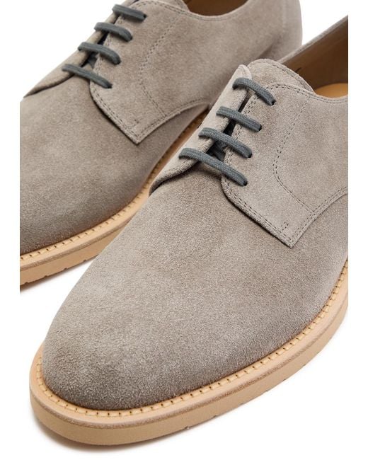 Brunello Cucinelli Brown Suede Derby Shoes for men