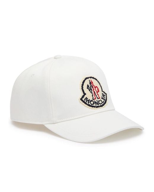 Moncler White Logo Cotton Cap for men