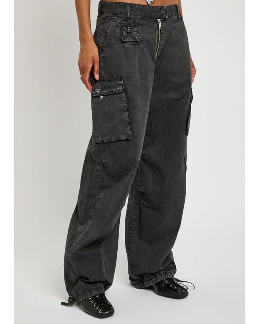 Ganni Black Washed Cotton Trousers