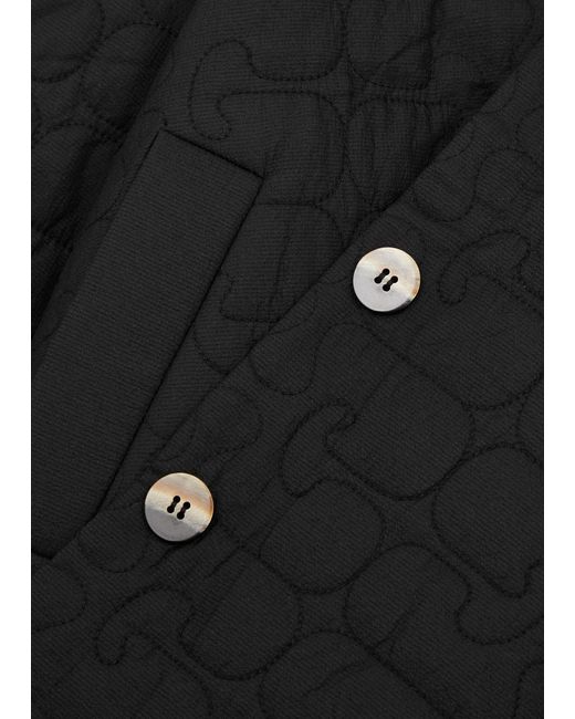 Ganni Black Quilted Logo Nylon Jacket