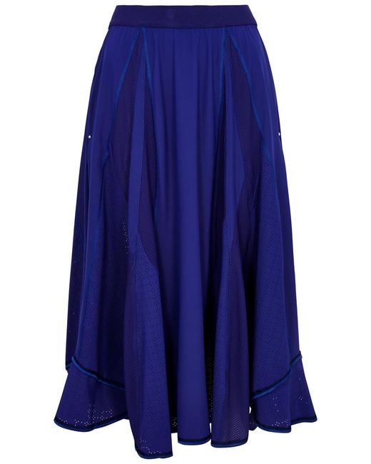 High Blue Danube Panelled Stretch-Jersey Midi Skirt