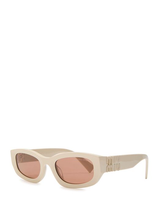 Miu Miu Natural Narrow Rectangle-Frame Sunglasses