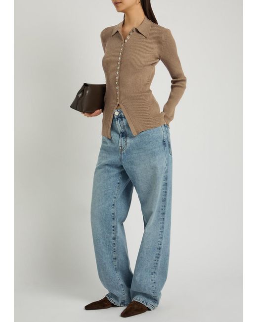 Rohe Brown Ribbed Stretch-Cotton Shirt