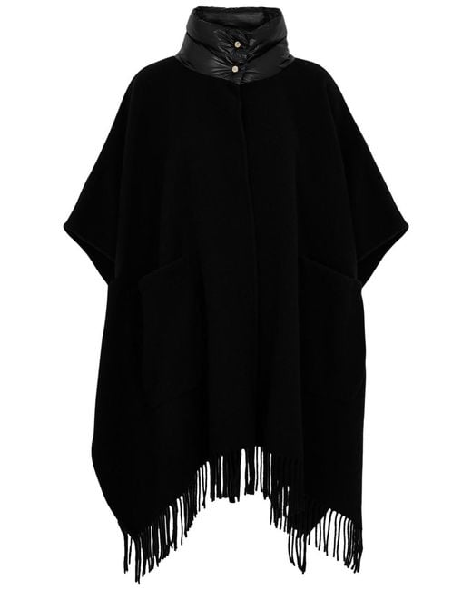 Herno Black Quilted Shell And Wool-blend Cape