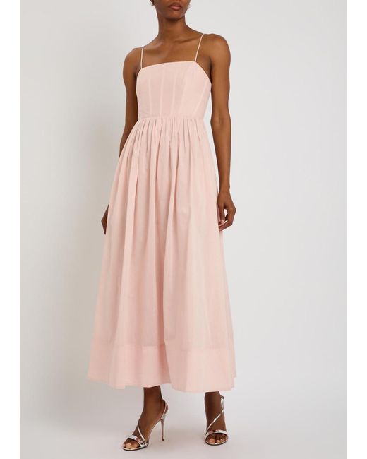 Aje. Pink Rosie Boned Cotton And Silk-Blend Midi Dress