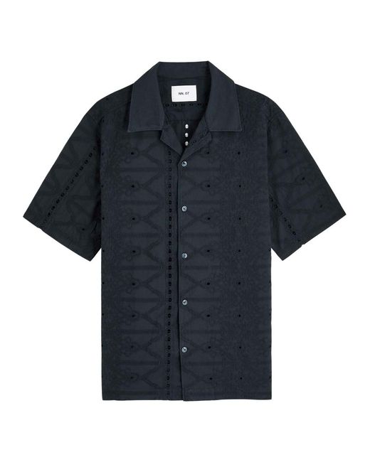 NN07 Blue Julie Broderie-Anglaise Cotton Shirt for men