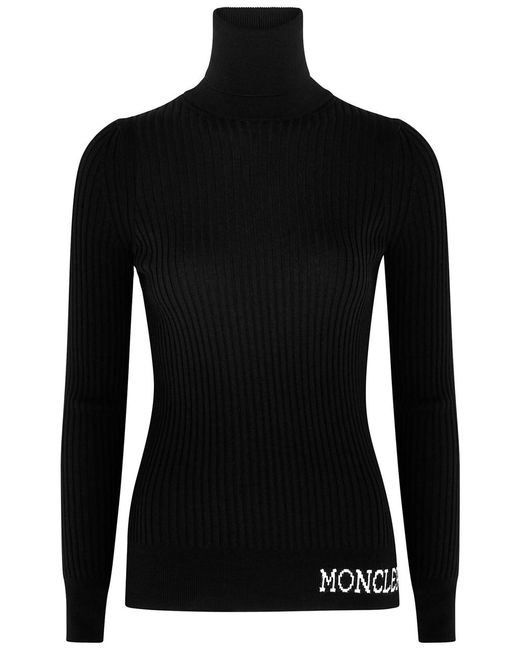 Moncler Black Ciclista Ribbed Wool Jumper