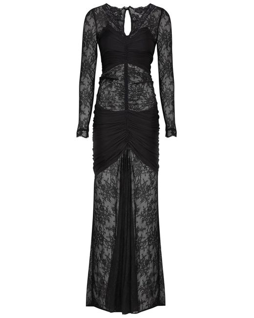 Rabanne Black Rabanne Stretch-Jersey And Lace Maxi Dress