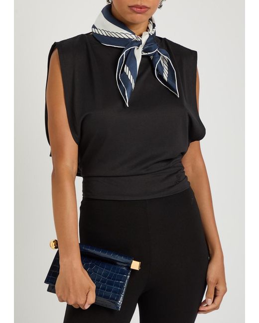 Jacquemus Blue Le Foulard Bateau Corde Printed Silk Scarf
