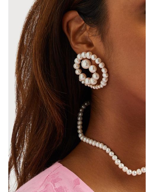 Eliou White Spiral -embellished Drop Earrings