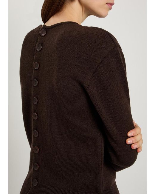 Lemaire Brown Reversible Buttoned Wool And Cashmere-Blend Jumper