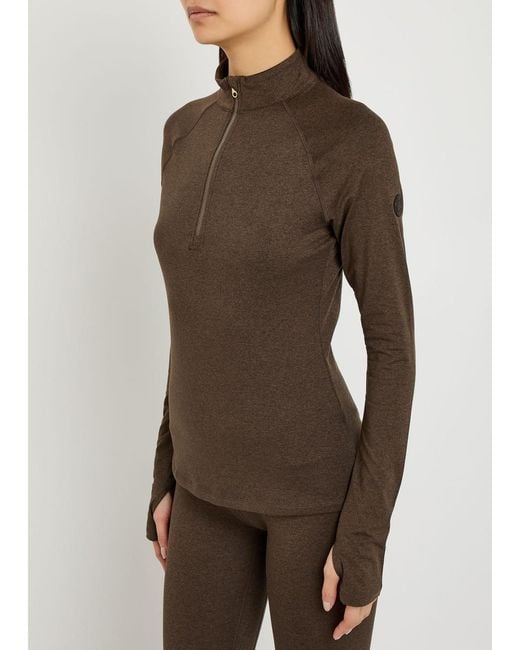 Varley Brown Always Warm Half-Zip Stretch-Jersey Top