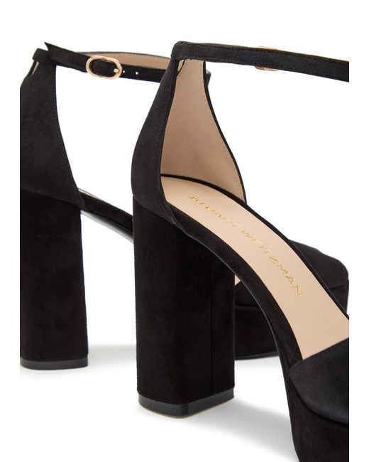 Stuart Weitzman Black Sabrina 110 Suede Platform Sandals