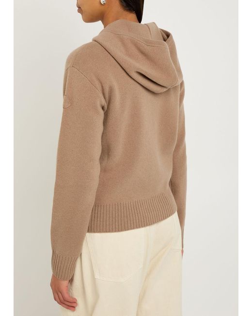 Moncler Brown Hooded Wool And Cashmere-Blend Cardigan