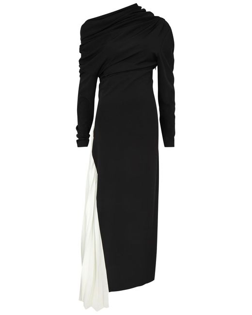 A.W.A.K.E. MODE Black Asymmetric Stretch-Jersey Maxi Dress
