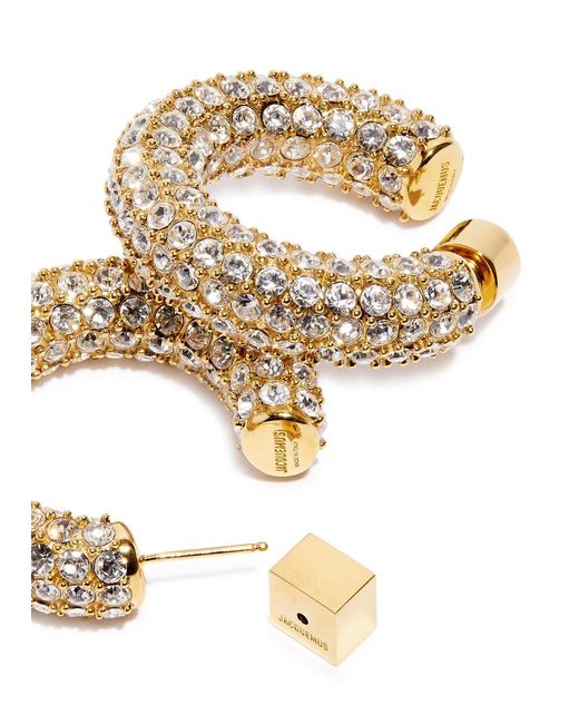 Jacquemus Metallic Les Creoles Crystal-Embellished Hoop Earrings