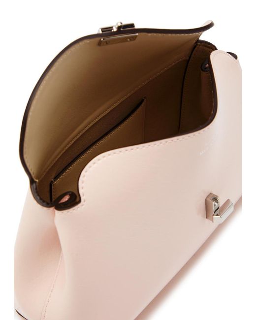 Totême Natural T-Lock Mini Glossed Leather Clutch