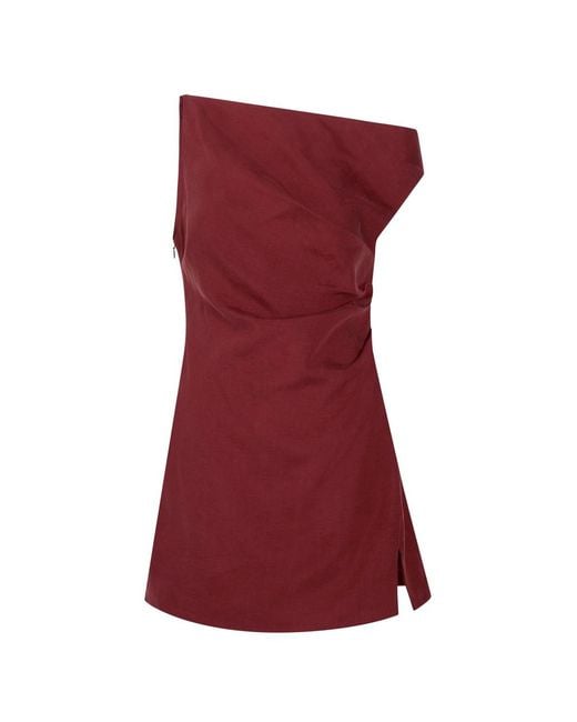 Ronny Kobo Red Winnie Woven Mini Dress