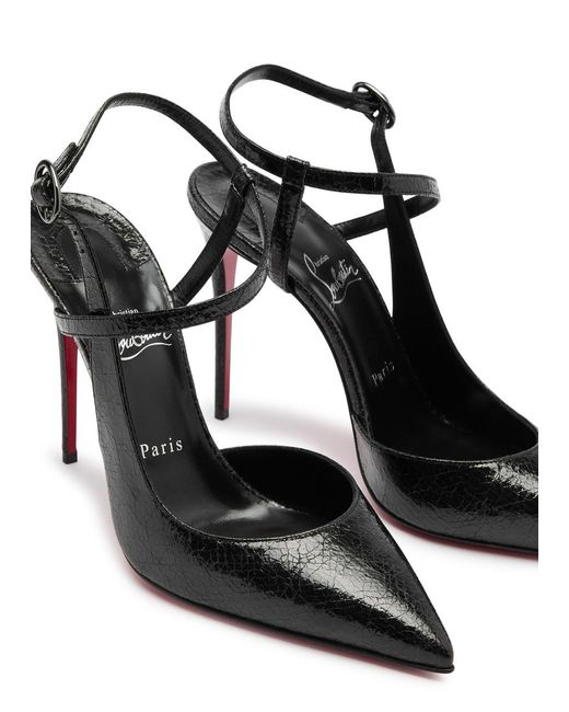 Christian Louboutin Black Jenlove 100 Cracked-Effect Leather Pumps