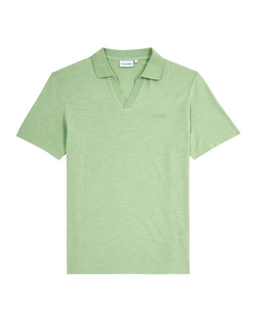 Calvin Klein Green Logo Cotton-Blend Polo Shirt for men