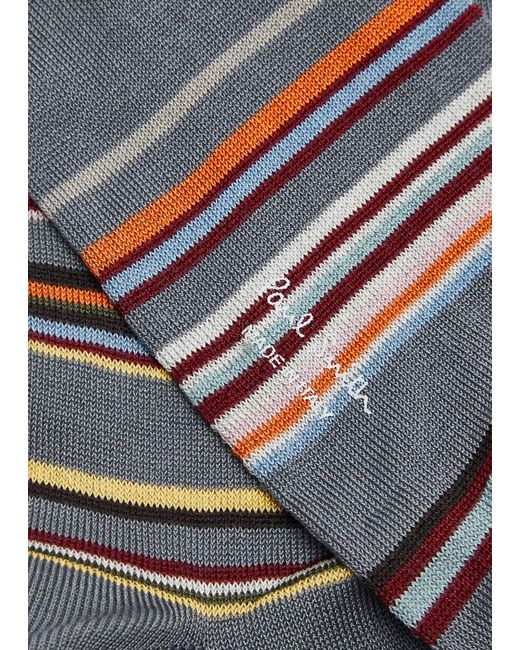 Paul Smith Gray Striped Cotton-blend Socks for men