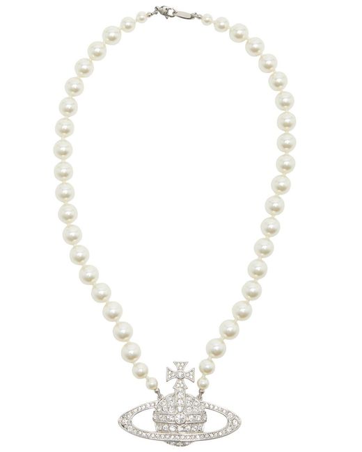 Vivienne Westwood White Bas Relief Orb-embellished Pearl Necklace for men