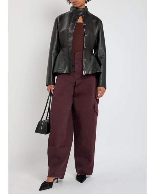 Alaïa Purple Barrel-Leg Cotton Cargo Trousers
