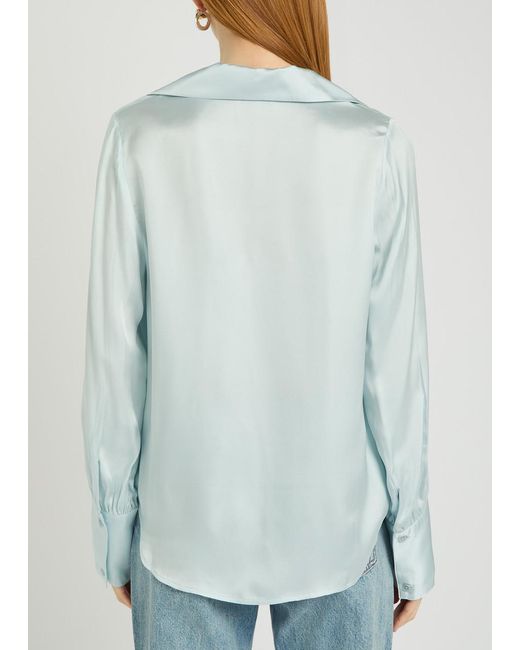 Anine Bing Blue Bethany Silk-Blend Shirt