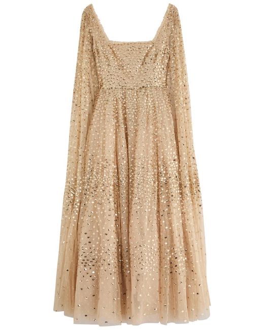 Needle & Thread Natural Scatter Dot Sequin-Embellished Tulle Gown