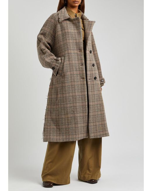 Kassl Natural Checked Wool-blend Coat