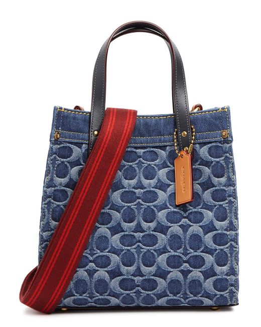 COACH Field Blue Logojacquard Denim Tote Lyst UK
