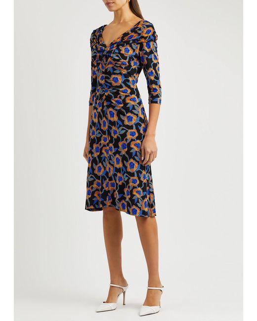 Diane von Furstenberg Black Jim Floral-print Jersey Midi Dress