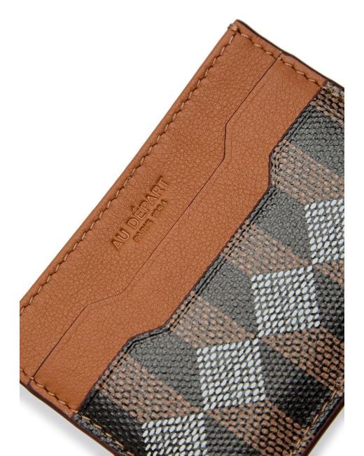 AU DEPART Brown Patterned Leather Card Holder for men