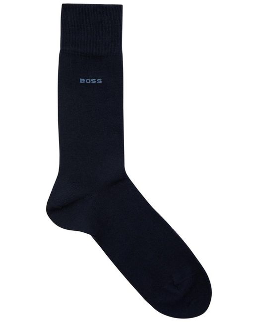 Boss Blue Patterned Cotton-Blend Socks for men
