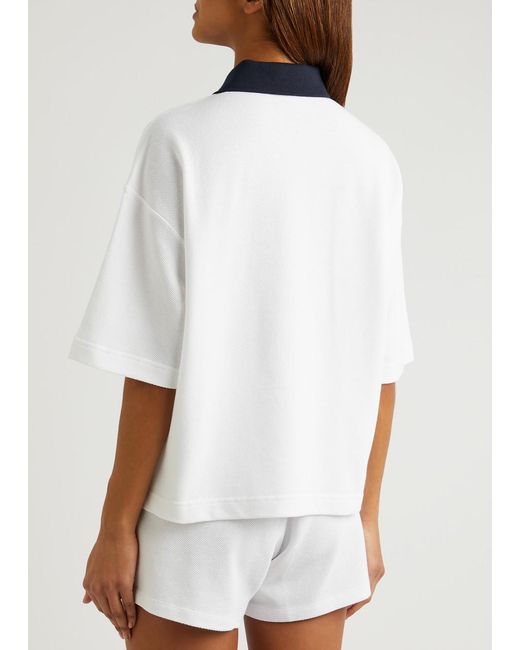 Moncler White Logo-print Piqué Cotton Polo Shirt