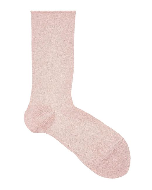 Falke Pink Shiny Metallic-weave Socks